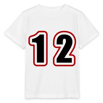 12 Zahl College - Stanley/Stella Kinder T-Shirt MINI CREATOR  - Weiß - Vorne - Maike (125cm)