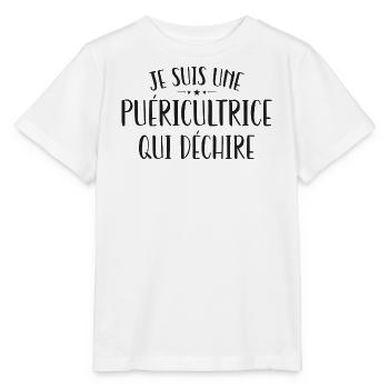 Je suis une puericultrice qui dechire - T-shirt bio MINI CREATOR Stanley/Stella Enfant - blanc - Devant - Maike (125cm)