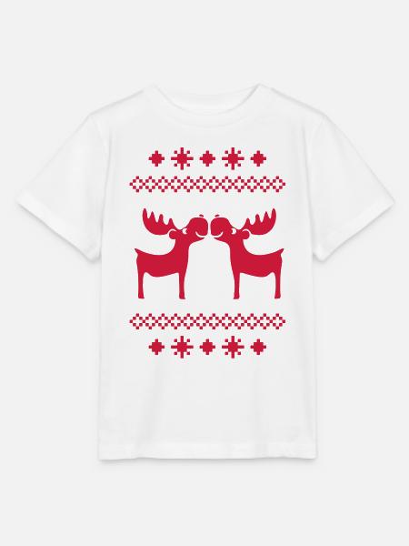 Elch Rentier Hirsch Weihnachten Norweger Muster - Stanley/Stella Kinder T-Shirt MINI CREATOR  - Weiß