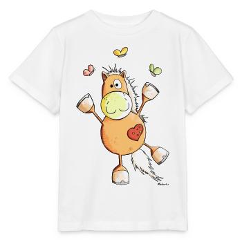 Cheval avec des papillons - T-shirt bio MINI CREATOR Stanley/Stella Enfant - blanc - Devant - Maike (125cm)