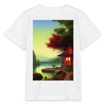 Charmante cabane au bord du lac - T-shirt bio MINI CREATOR Stanley/Stella Enfant - blanc - Devant - Maike (125cm)