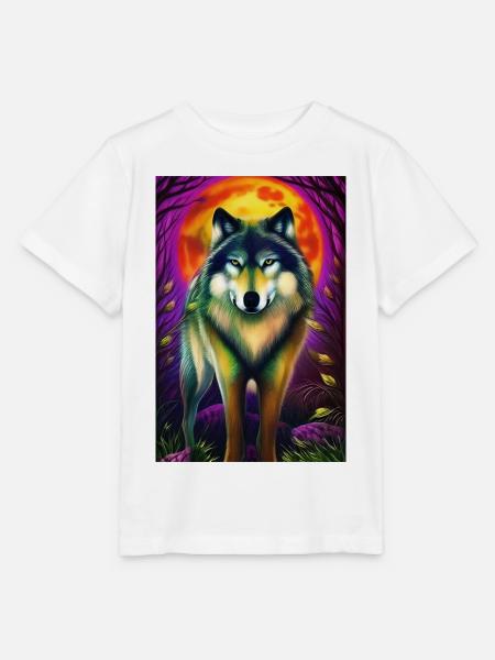 Wolf und Mond - Stanley/Stella Kinder T-Shirt MINI CREATOR - Weiß