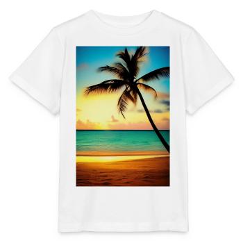 Karibik Palmen Strand - Stanley/Stella Kinder T-Shirt MINI CREATOR  - Weiß - Vorne - Maike (125cm)