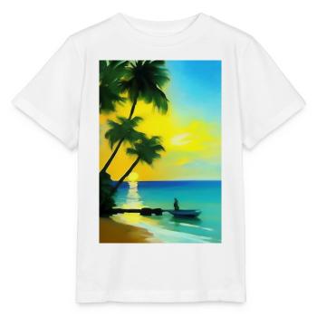 Karibik Palmen Strand - Stanley/Stella Kinder T-Shirt MINI CREATOR  - Weiß - Vorne - Maike (125cm)