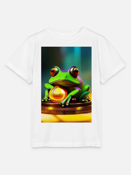 Frosch mit Gold Kugel - Stanley/Stella Kinder T-Shirt MINI CREATOR  - Weiß