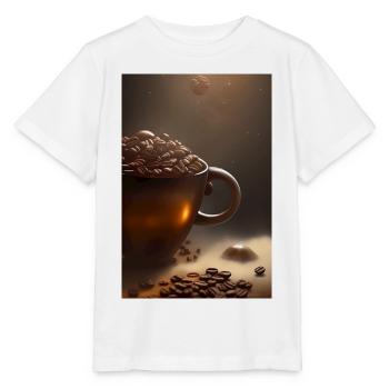 Café, grains de café - T-shirt bio MINI CREATOR Stanley/Stella Enfant - blanc - Devant - Maike (125cm)