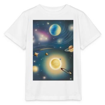 Weltall und Planeten - Stanley/Stella Kinder T-Shirt MINI CREATOR  - Weiß - Vorne - Maike (125cm)