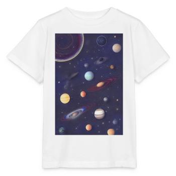 Weltall und Planeten - Stanley/Stella Kinder T-Shirt MINI CREATOR  - Weiß - Vorne - Maike (125cm)