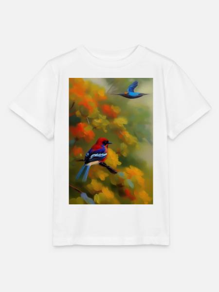 Vogel auf Ast - Stanley/Stella Kinder T-Shirt MINI CREATOR - Weiß