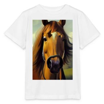 Pferdekopf Öl Malerei - Stanley/Stella Kinder T-Shirt MINI CREATOR  - Weiß - Vorne - Maike (125cm)