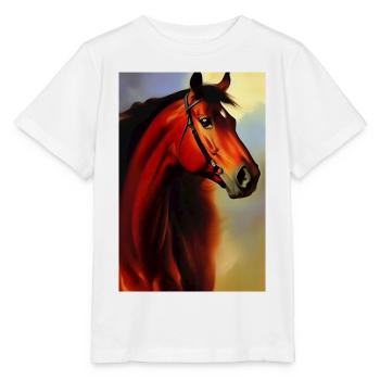 Pferdekopf Öl Malerei - Stanley/Stella Kinder T-Shirt MINI CREATOR  - Weiß - Vorne - Maike (125cm)