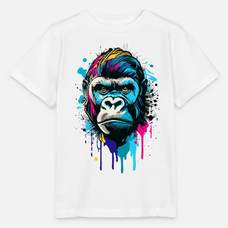 Gorilla Colorful - Colorful Gorilla Monkey Gorillas - Stanley/Stella MINI CREATOR Kids’ T-Shirt - white