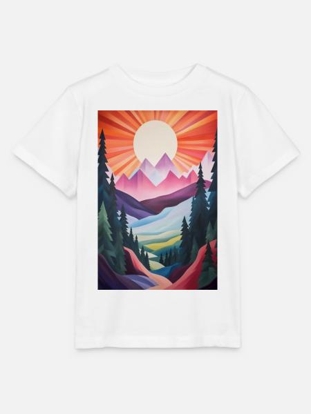 Berglandschaft mit Sonnenuntergang - Stanley/Stella Kinder T-Shirt MINI CREATOR  - Weiß