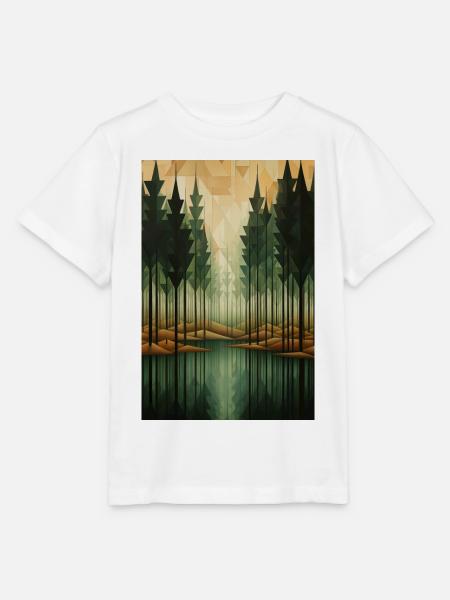 Waldlandschaft im geometrischen Stil - Stanley/Stella Kinder T-Shirt MINI CREATOR - Weiß