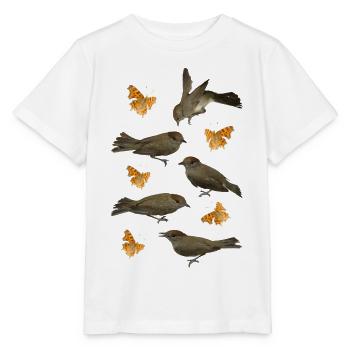 Fauvette à tête noire avec papillon C - T-shirt bio MINI CREATOR Stanley/Stella Enfant - blanc - Devant - Maike (125cm)