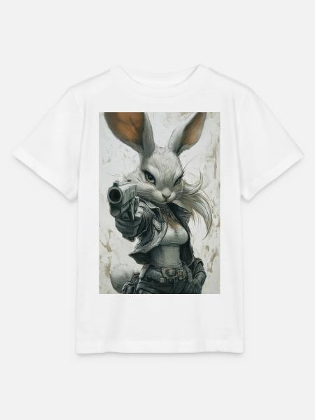 Urbaner Hase mit Pistole - Stanley/Stella Kinder T-Shirt MINI CREATOR - Weiß