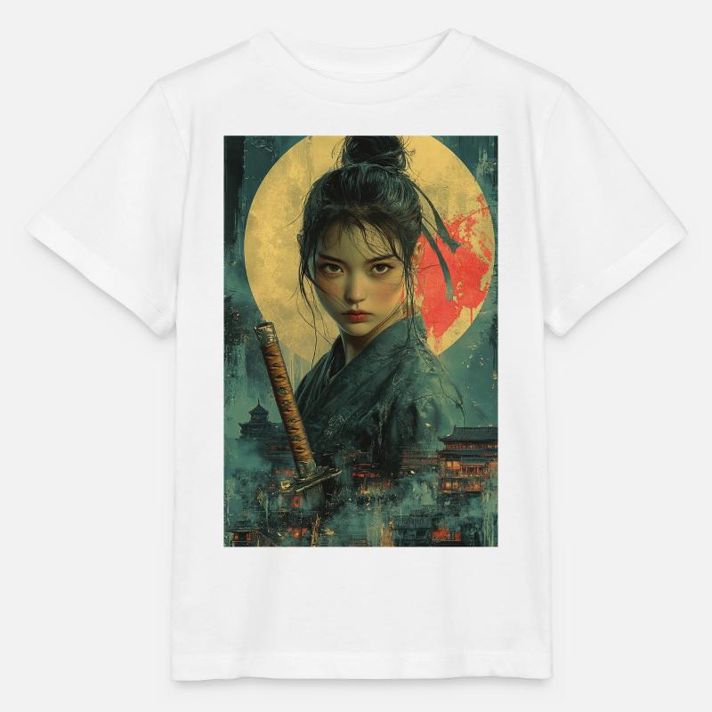 Mondlicht-Samurai im Asiatischen Stil - Stanley/Stella Kinder T-Shirt MINI CREATOR  - Weiß