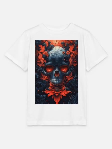 Blutrote Blüten Schädelkunst - Stanley/Stella Kinder T-Shirt MINI CREATOR  - Weiß