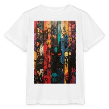 Farbige Schädel-Panel-Kunst - Stanley/Stella Kinder T-Shirt MINI CREATOR  - Weiß - Vorne - Maike (125cm)