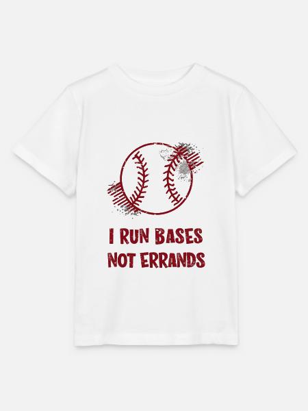 I Run Bases Not Errands Baseball - Stanley/Stella Kinder T-Shirt MINI CREATOR  - Weiß