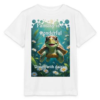 Unter Wasser Schildkröte taucht mit Gänseblümchen - Stanley/Stella Kinder T-Shirt MINI CREATOR  - Weiß - Vorne - Maike (125cm)
