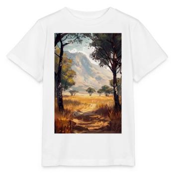 Poster Illustration Paysage de Savane - T-shirt bio MINI CREATOR Stanley/Stella Enfant - blanc - Devant - Maike (125cm)