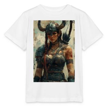 Poster Illustration Femme viking - T-shirt bio MINI CREATOR Stanley/Stella Enfant - blanc - Devant - Maike (125cm)