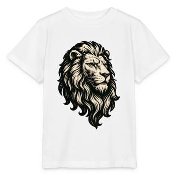 Tête de Lion Héraldique Style Linogravure Vintage - T-shirt bio MINI CREATOR Stanley/Stella Enfant - blanc - Devant - Maike (125cm)