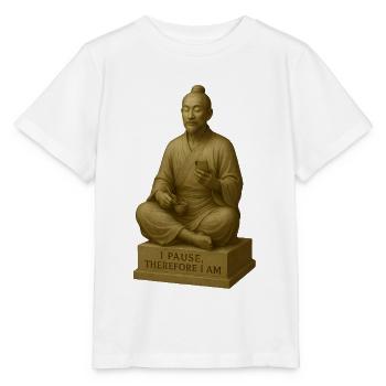 Meditativer Mönch mit Smartphone - Stanley/Stella Kinder T-Shirt MINI CREATOR  - Weiß - Vorne - Maike (125cm)