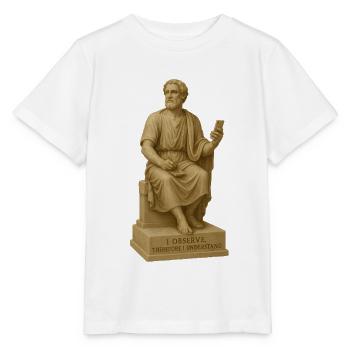 Antiker Philosophenstatue mit Smartphone - Stanley/Stella Kinder T-Shirt MINI CREATOR  - Weiß - Vorne - Maike (125cm)