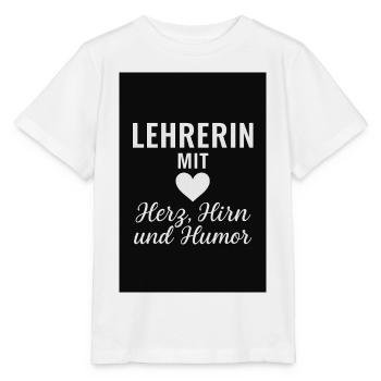 Teacher with Heart, Brain & Humor – Gift Idea - Stanley/Stella MINI CREATOR Kids’ T-Shirt - white - Front - Maike (125cm)