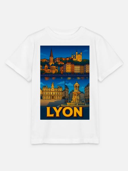 Lyon Malerischer Nachtblick - Stanley/Stella Kinder T-Shirt MINI CREATOR - Weiß