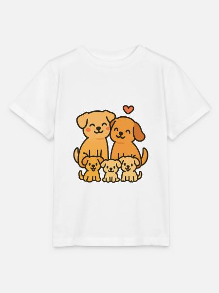 Verspielte Hundefamilie Illustration - Stanley/Stella Kinder T-Shirt MINI CREATOR  - Weiß