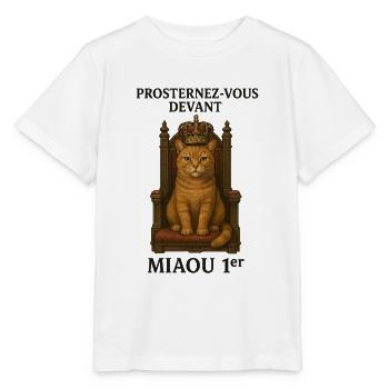 Chat Royal sur son Trône - T-shirt bio MINI CREATOR Stanley/Stella Enfant - blanc - Devant - Maike (125cm)