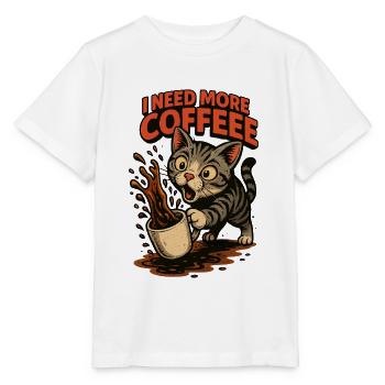 Kaffee Verlangen Katze Cartoon-Kaffee Katze Raserei - Stanley/Stella Kinder T-Shirt MINI CREATOR  - Weiß - Vorne - Maike (125cm)