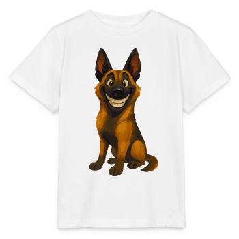 Grinning Malinois Cartoon - Stanley/Stella MINI CREATOR Kids’ T-Shirt - white - Front - Maike (125cm)