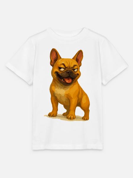 Freche Bulldogge Cartoon Grinsen - Stanley/Stella T-shirt MINI CREATOR til børn - hvid