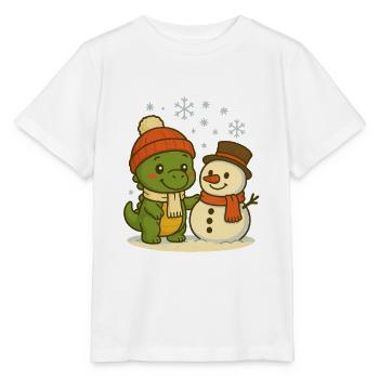 Dino Doni and the Snowman - Stanley/Stella MINI CREATOR Kids’ T-Shirt - white - Front - Maike (125cm)