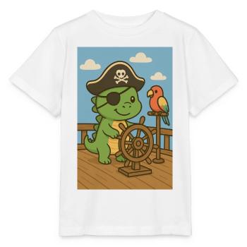 Dino Doni der Pirat – Auf großer Schatzsuche! - Stanley/Stella Kinder T-Shirt MINI CREATOR  - Weiß - Vorne - Maike (125cm)