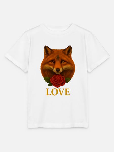 Fuchs mit Rose - Liebe - Stanley/Stella Kinder T-Shirt MINI CREATOR  - Weiß