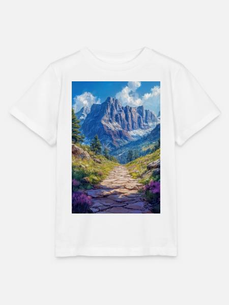 Illustration einer Gebirgslandschaft - Stanley/Stella Kinder T-Shirt MINI CREATOR  - Weiß