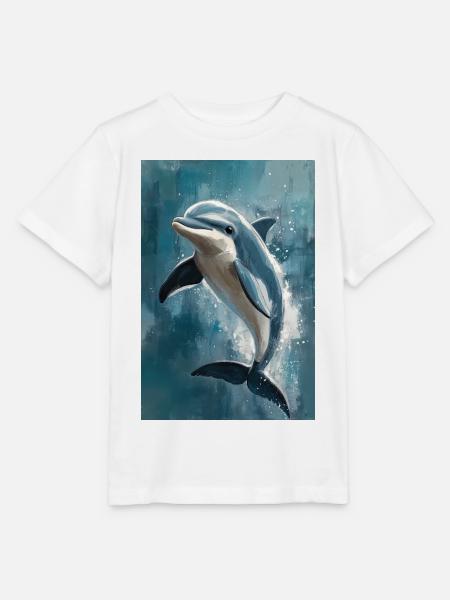 Illustration eines Delfins - Stanley/Stella Kinder T-Shirt MINI CREATOR  - Weiß