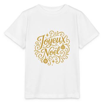 Joyeux Noël doré sur noir - T-shirt bio MINI CREATOR Stanley/Stella Enfant - blanc - Devant - Maike (125cm)
