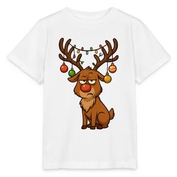 Rudolph Rentier mit Weihnachts schmuck - Stanley/Stella Kinder T-Shirt MINI CREATOR  - Weiß - Vorne - Maike (125cm)