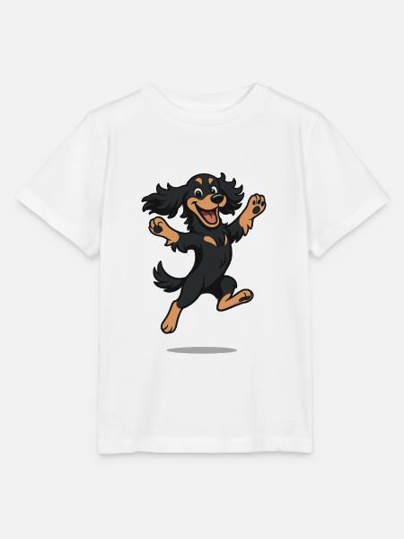 Hüpfender Cartoon Cocker Spaniel - Stanley/Stella T-shirt MINI CREATOR til børn - hvid