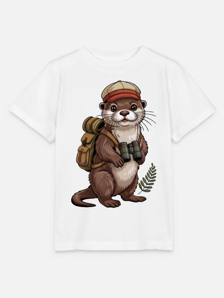 Abenteuerotter mit Ferngläsern - Stanley/Stella Kinder T-Shirt MINI CREATOR - Weiß