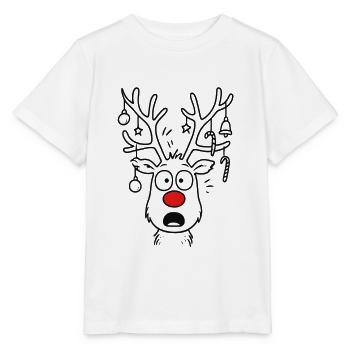 Cerf Rudolph Joyeux Noël doux - T-shirt bio MINI CREATOR Stanley/Stella Enfant - blanc - Devant - Maike (125cm)