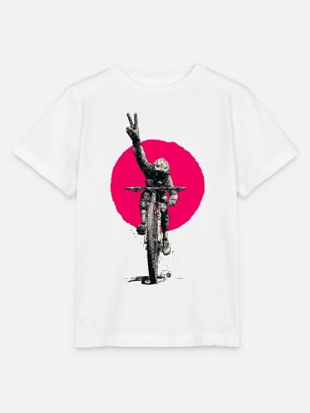 Motocross Peacezeichen Neon Rosa - Stanley/Stella Kinder T-Shirt MINI CREATOR - Weiß