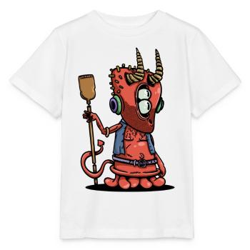 Petit diable rétro avec des cuivres et des écouteurs - T-shirt bio MINI CREATOR Stanley/Stella Enfant - blanc - Devant - Maike (125cm)