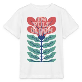 En pleine floraison – Dicton fleur rétro - T-shirt bio MINI CREATOR Stanley/Stella Enfant - blanc - Devant - Maike (125cm)